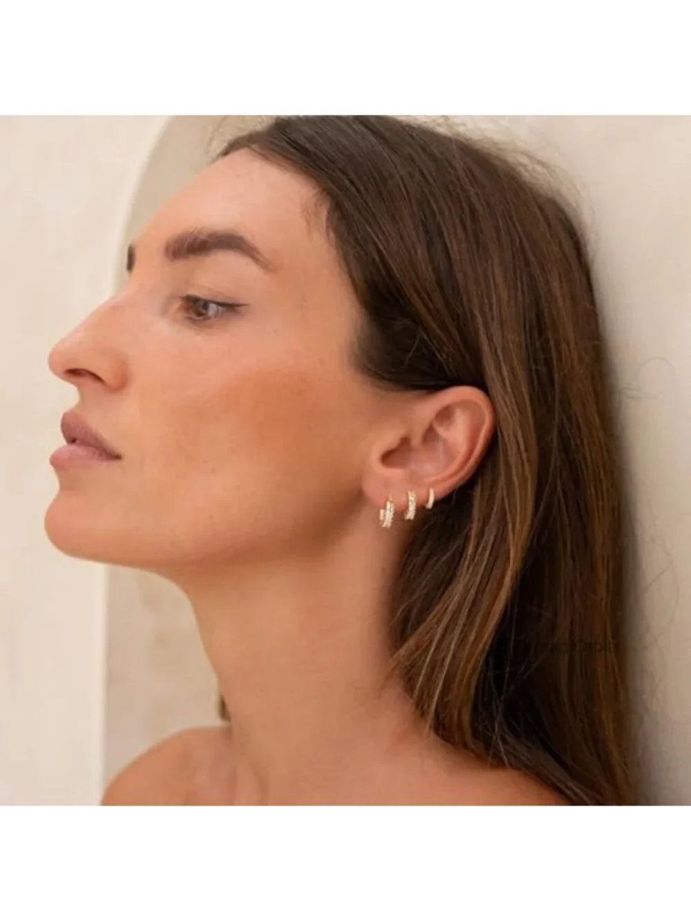 14K Gold Plated Hoop Earrings Set - 3 Pairs Hypoallergenic Stud Earrings